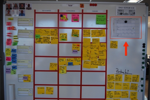 Scrum Board with highlighted team calendar